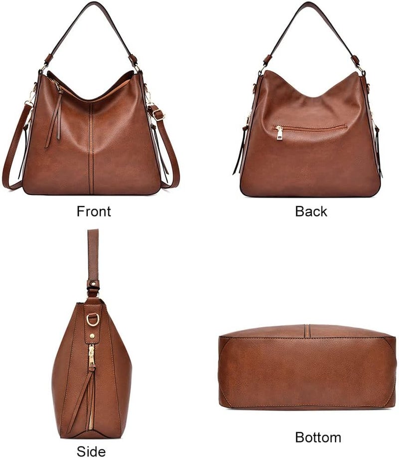 Gocokia Shoulder Handbag for Women, Ladies Handbag Tote Bag Soft PU Leather Large Capacity Womens Top Handle Shoulder Bag For women （Brown） - Image 2