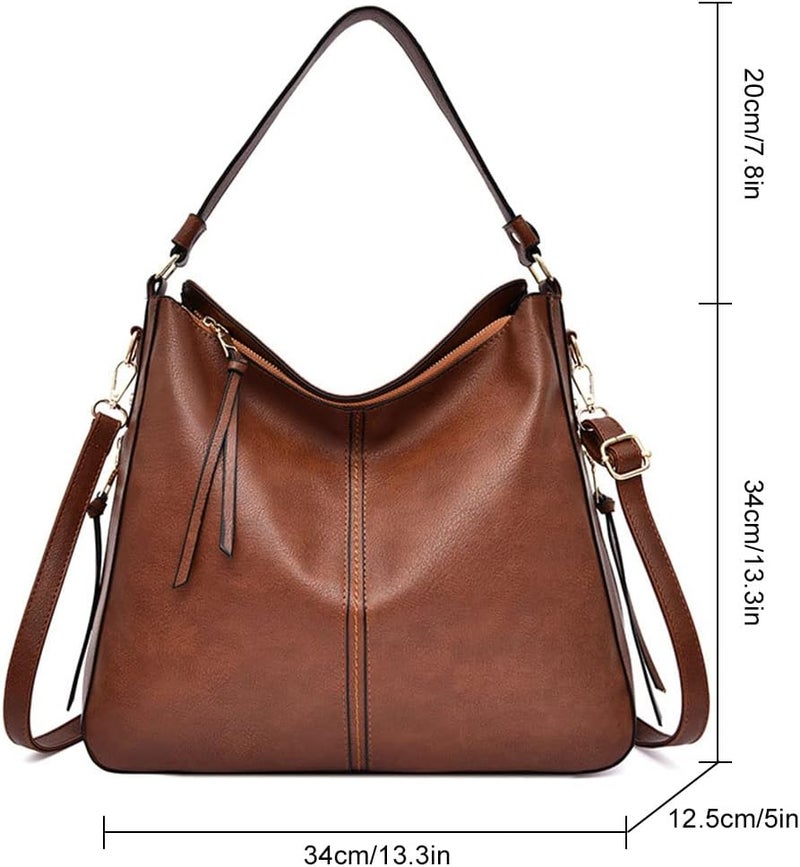 Gocokia Shoulder Handbag for Women, Ladies Handbag Tote Bag Soft PU Leather Large Capacity Womens Top Handle Shoulder Bag For women （Brown） - Image 5