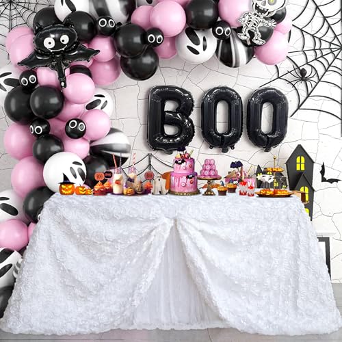 B.Cool B-COOL White Tablecloth Rectangle 60 x102 Inches for Wedding Party Rosette Table Cloth Party Table Decor Satin Floral Fabric for Baby Shower Home Halloween Decorations - Image 4
