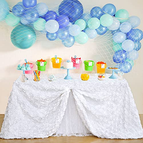 B.Cool B-COOL White Tablecloth Rectangle 60 x102 Inches for Wedding Party Rosette Table Cloth Party Table Decor Satin Floral Fabric for Baby Shower Home Halloween Decorations - Image 5