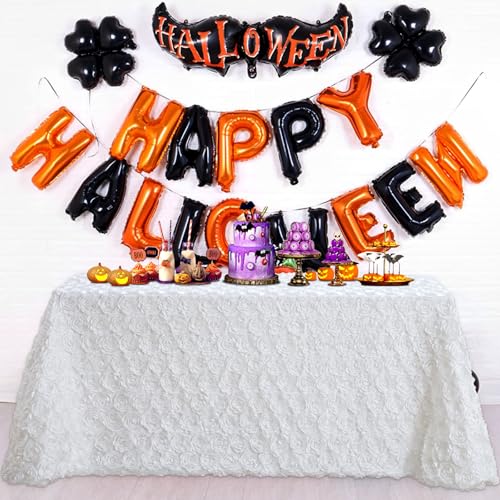 B.Cool B-COOL White Tablecloth Rectangle 60 x102 Inches for Wedding Party Rosette Table Cloth Party Table Decor Satin Floral Fabric for Baby Shower Home Halloween Decorations - Image 2