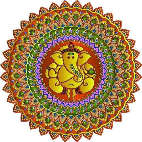 Ambiyaa PVC Vinyl Handmade Rangoli Self Adhesive Sticker (Ganesha) - Image 1