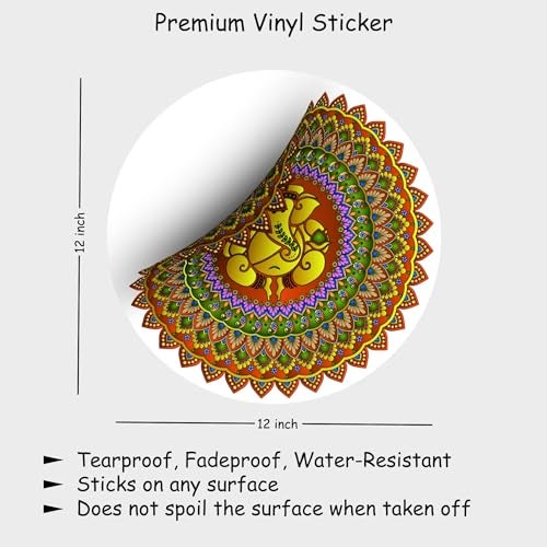Ambiyaa PVC Vinyl Handmade Rangoli Self Adhesive Sticker (Ganesha) - Image 2