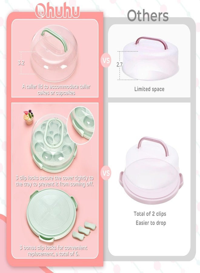 Ohuhu Cheesecake Container, Cake Pie Carrier BPA-Free up to 10'' Cake - Cupcake Containers with Lid and 2 Handles 4-in-1 Multipurpose Cake Keeper Holder Platter for Pie Devil Eggs Mothers Day Gifts - Image 5