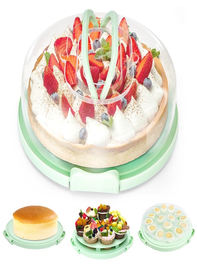 Ohuhu Cheesecake Container, Cake Pie Carrier BPA-Free up to 10'' Cake - Cupcake Containers with Lid and 2 Handles 4-in-1 Multipurpose Cake Keeper Holder Platter for Pie Devil Eggs Mothers Day Gifts - Image 1