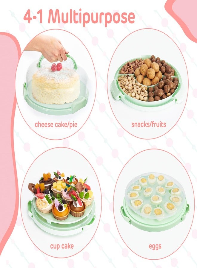 Ohuhu Cheesecake Container, Cake Pie Carrier BPA-Free up to 10'' Cake - Cupcake Containers with Lid and 2 Handles 4-in-1 Multipurpose Cake Keeper Holder Platter for Pie Devil Eggs Mothers Day Gifts - Image 2