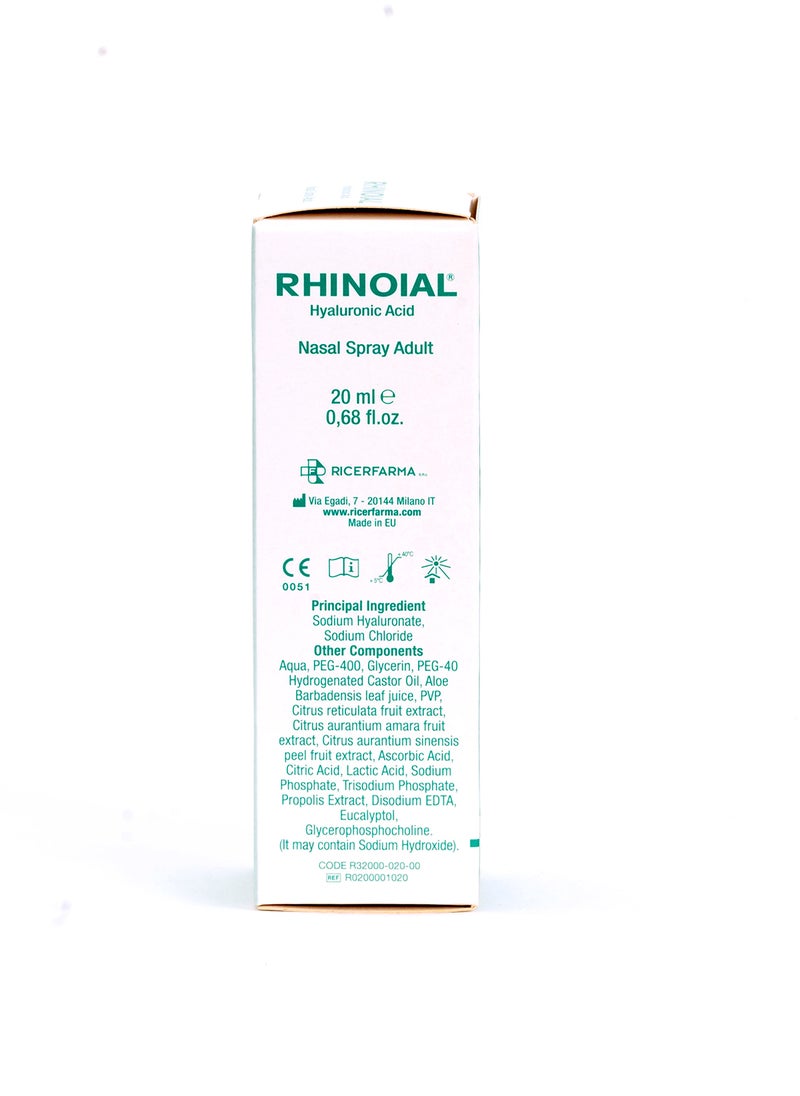 RICERFARMA Rhinoial Adult Sodium Hyaluronate Nasal Spray With Mecahnical Pump 20 Ml Pack Of 1  - Image 3