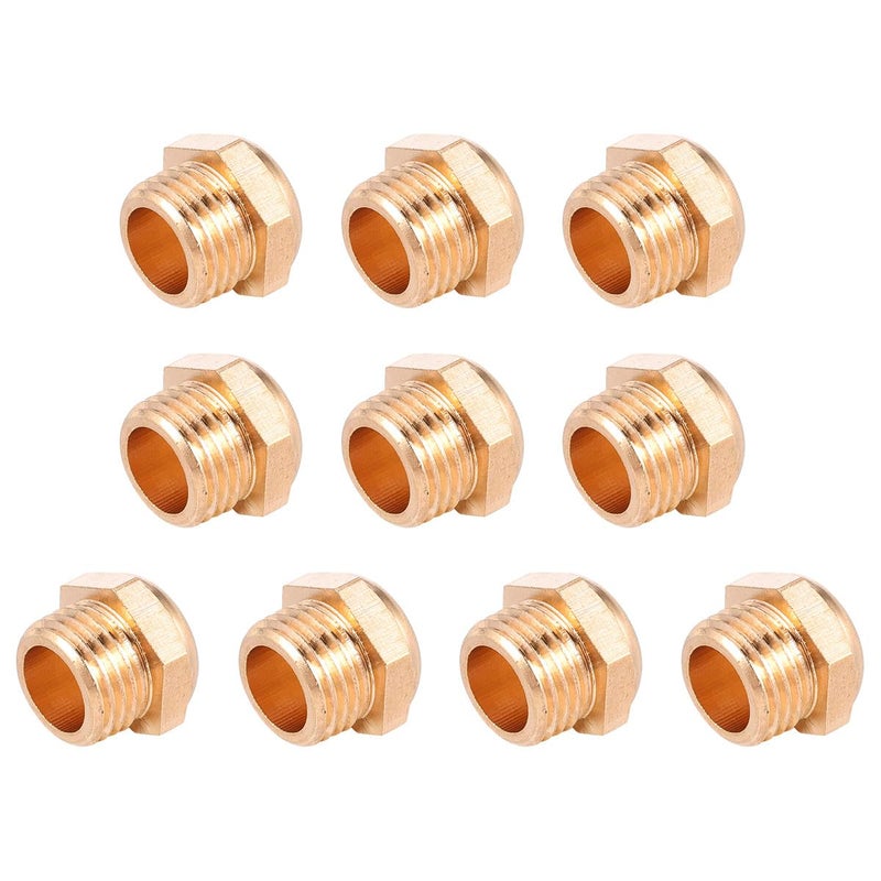 Pneumatic Solenoid Porous Bronze Mufflers Brass Body Flat Head G1 4 Thread 10pcs Set - Image 2