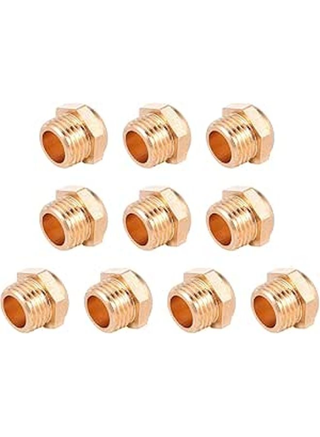 Pneumatic Solenoid Porous Bronze Mufflers Brass Body Flat Head G1 4 Thread 10pcs Set - Image 1