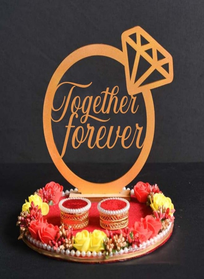 Mridang Engagement Wedding Ring Platter together forever platter | Wedding Ring Holder | Marriage Décor | Engagement Tray (Red,White) velvet