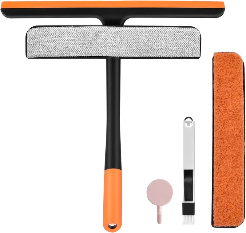 AASTIK SALES AASTIK 3 in 1 Plastic Easy Glass Spray Type Cleaning Brush Wiper Clean Shave Car Window Cleaner for Car Window Mirror Glass Floor Stove with Spray Cleaning Cloth Mesh Screen Cleaner Multicolour 