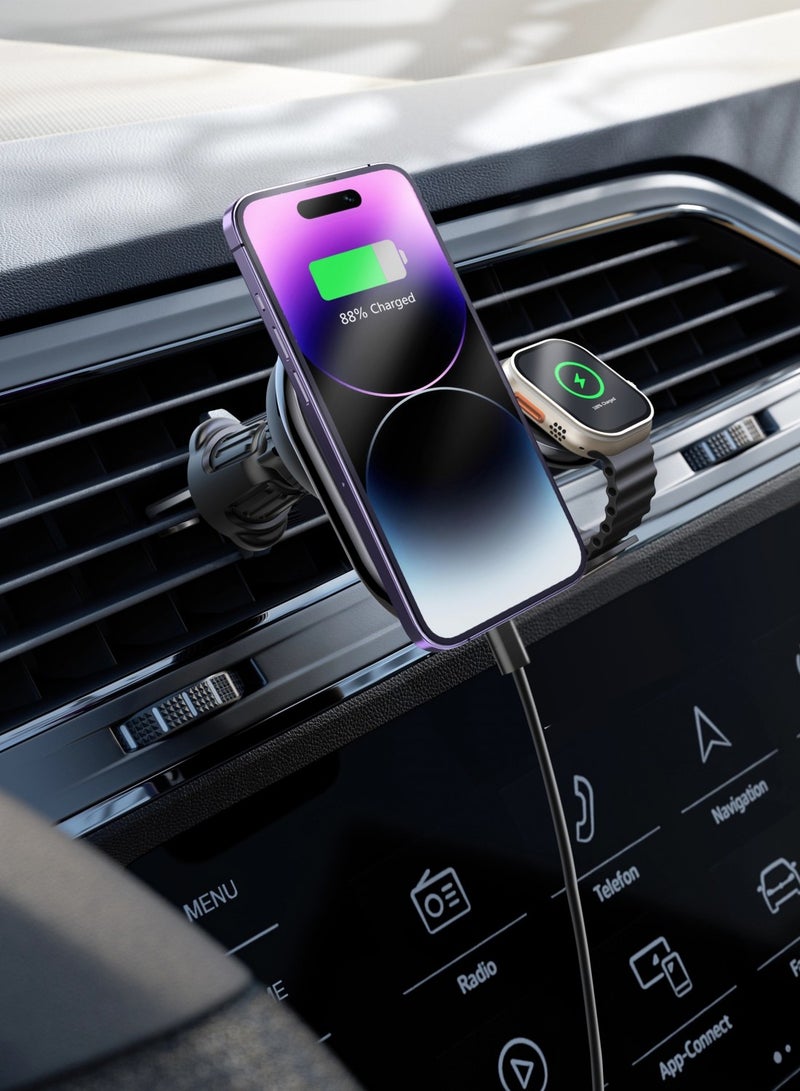 LEVELO Siena 2 In 1 Wireless Car Charger - Black - Image 3