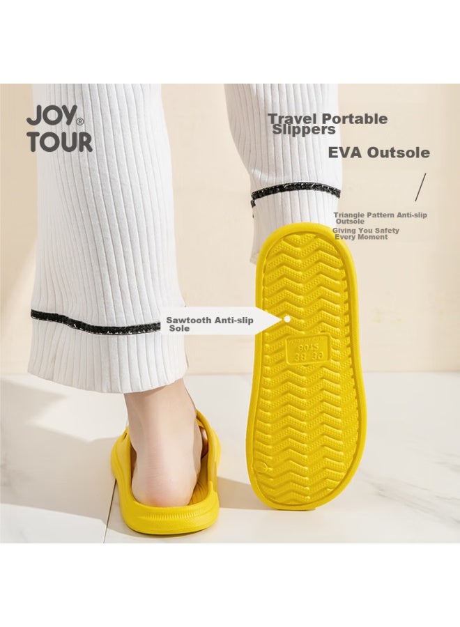 JOY TOUR Joytour Portable Travel Slippers, Non-disposable, For Hotel And Home Use, Non-slip, Suitable For Bathing And Casual Wear, Yellow, Size 38-39  - Image 5