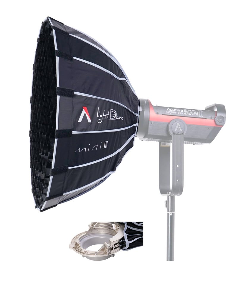 Aputure Aputure Light Dome Mini III - Φ58 x 32.7 cm Circular Mini Bowens Mount Softbox: Quick Setup with Foldable Design, Compatibility for Aputure & Amaran & Other Bowens Continuous Lights  - Image 1
