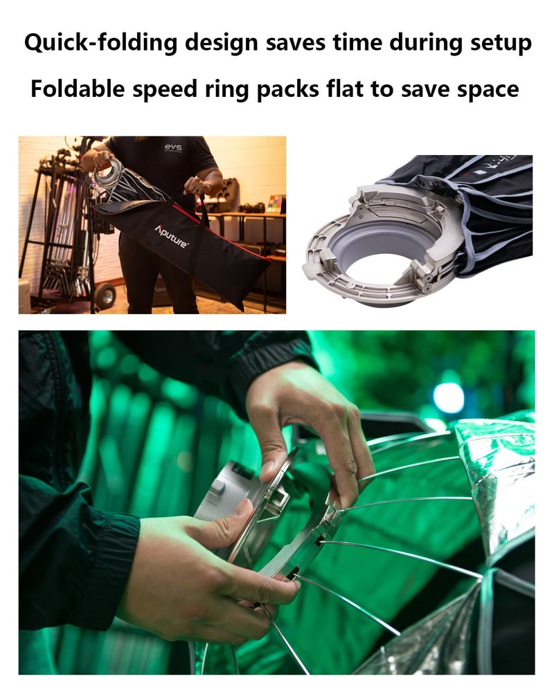 Aputure Aputure Light Dome Mini III - Φ58 x 32.7 cm Circular Mini Bowens Mount Softbox: Quick Setup with Foldable Design, Compatibility for Aputure & Amaran & Other Bowens Continuous Lights  - Image 2