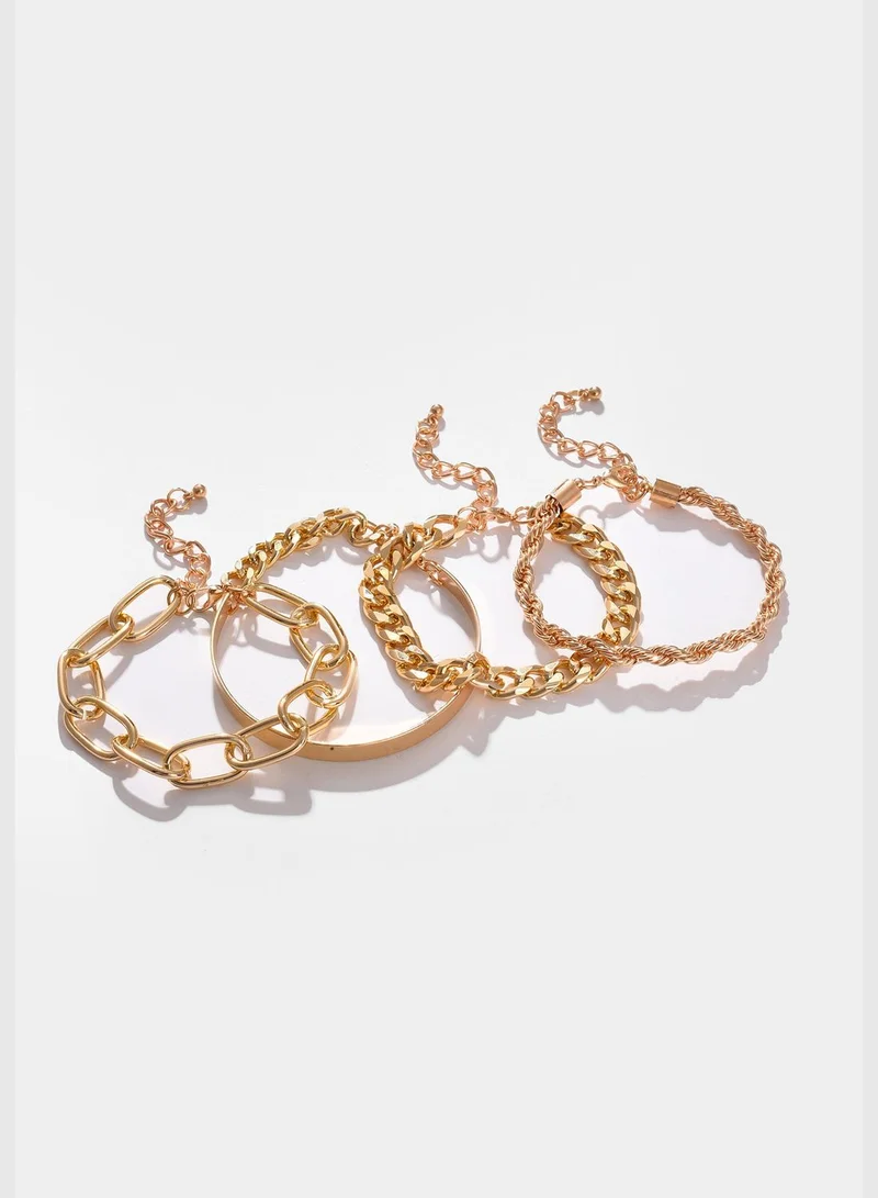 SOHI Pack of 4 Gold Plated Chain Bracelet