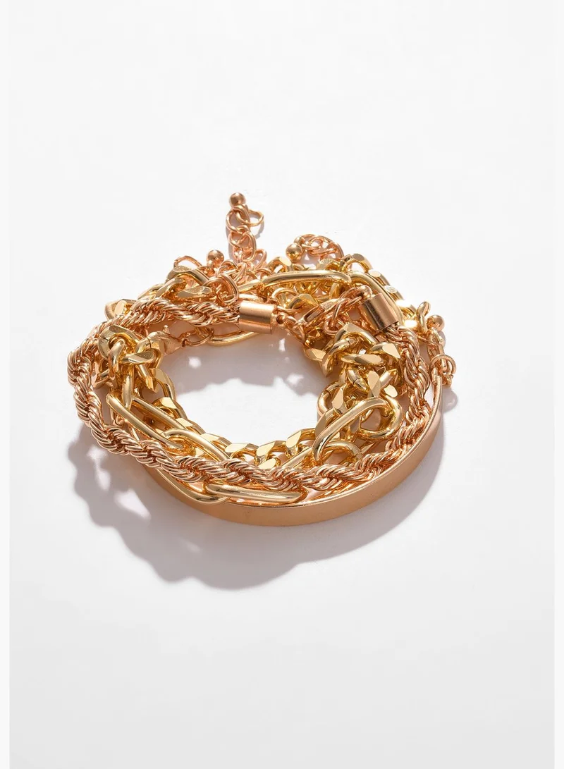 SOHI Pack of 4 Gold Plated Chain Bracelet