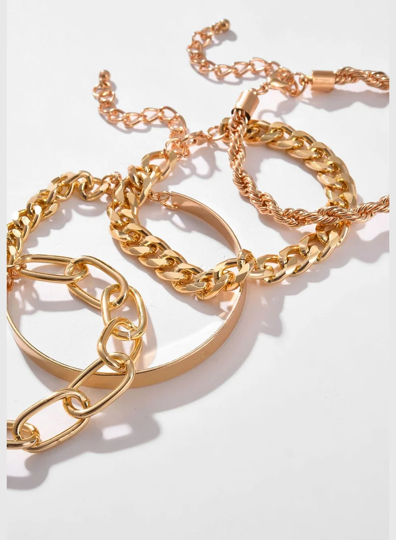 SOHI Pack of 4 Gold Plated Chain Bracelet