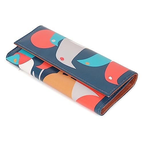 ShopMantra Faux Leather Wallet | Minimalist Tri-fold Women Purse, Snap Button Credit Card Holder & Zipper Coin Pocket | Multicolor-Flock of Birds Pattern - Image 5