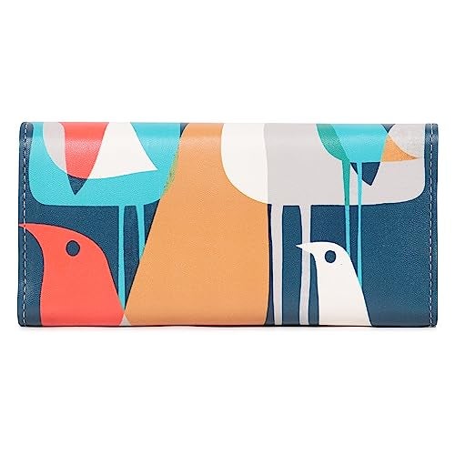 ShopMantra Faux Leather Wallet | Minimalist Tri-fold Women Purse, Snap Button Credit Card Holder & Zipper Coin Pocket | Multicolor-Flock of Birds Pattern - Image 4