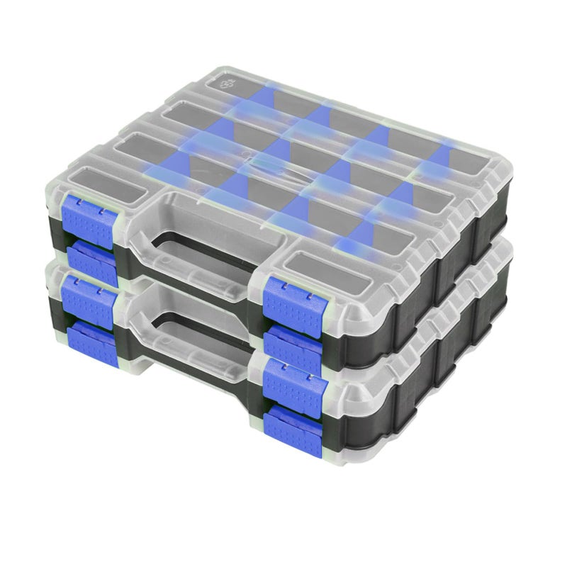 AIDY-PRO Small Parts Organizer Box Storage Case Tools Box Organizer Double Side 34 Compartments Hardware Organizers with Removable Plastic Dividers for Screws Nuts Nails Bolts, 2 Pack - Image 1