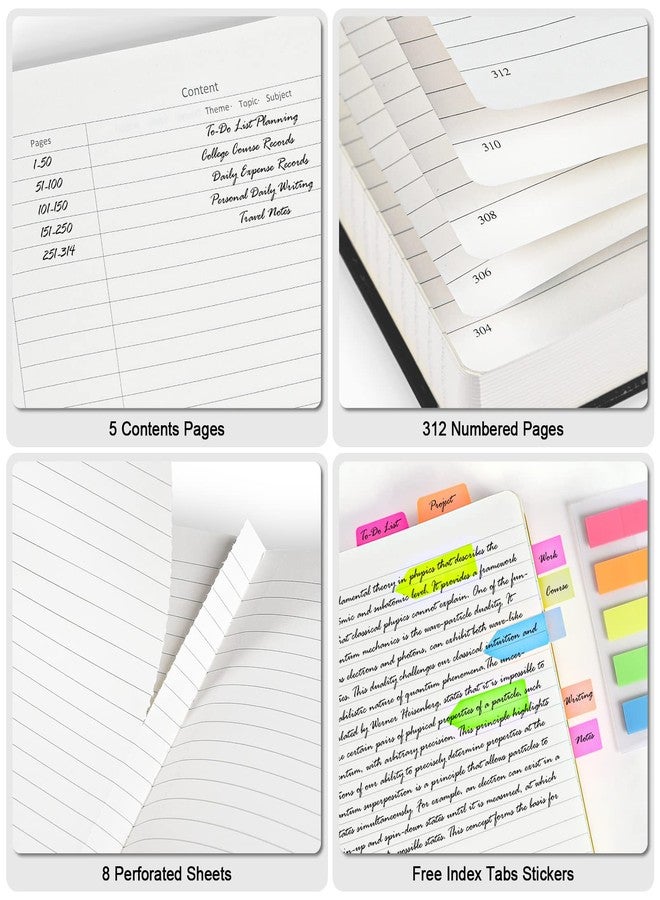 OFFIGIFT College Ruled Notebook, Large B5 Lined Journal Notebook, 314 Numbered Pages Work Notebook with Index Stickers, 100gsm Thick Paper, Hardcover Vegan Leather Journal for Women Men School Office, Pink - Image 3