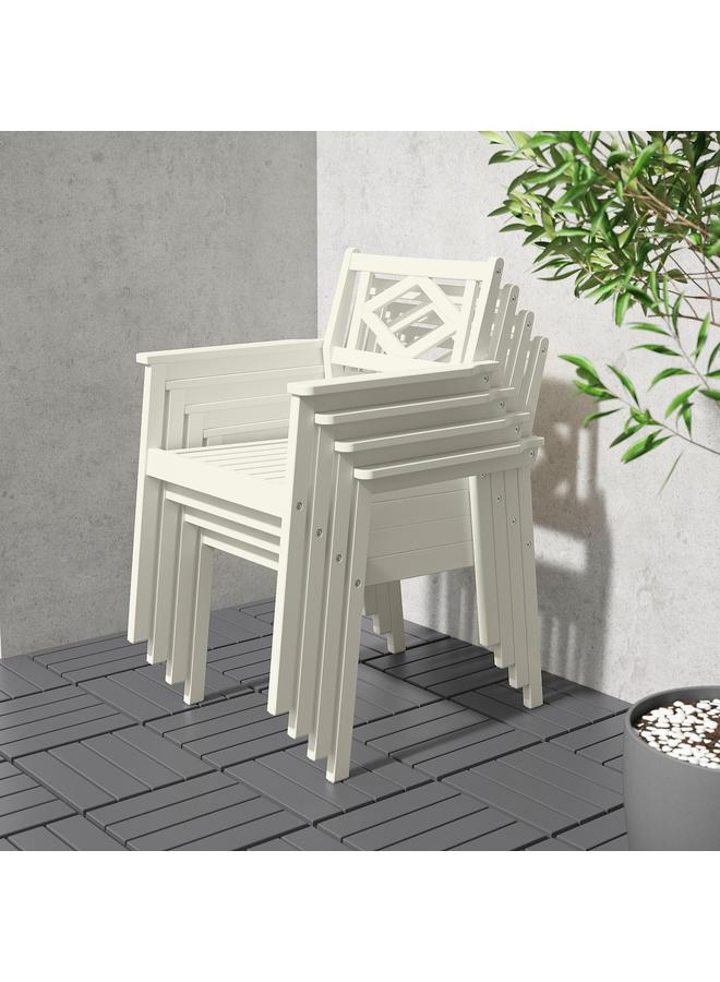 زبون كرسي بمساند للذراعين، للاستخدام الخارجي، أبيض/بيج - Image 4