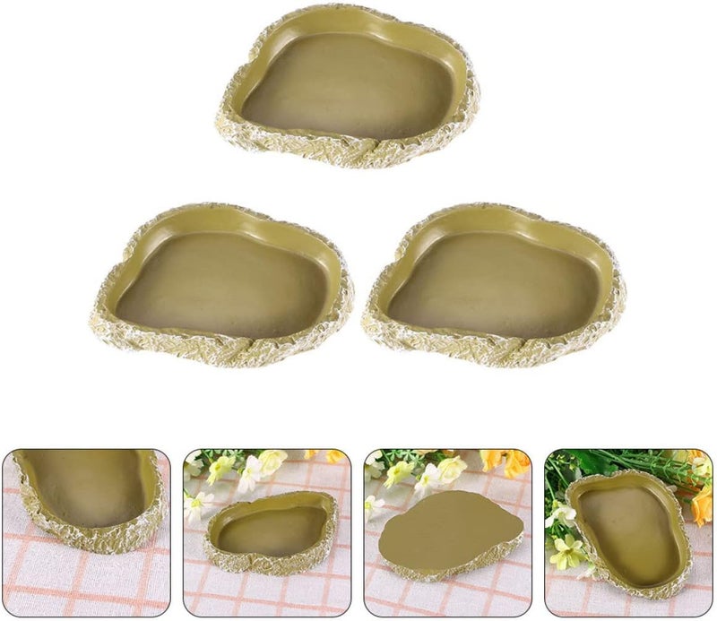SUPVOX 3pcs Bearded Dragon Food Bowl Resin Reptile Water Dish Snake Tank Accessories - Image 5