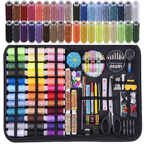 INSCRAFT Sewing Kit, 200 Premium Sewing Supplies, 41 XL Thread Spools, Suitable for Traveller, Adults, Beginner, Emergency, DIY and Home by INSCRAFT - Image 1