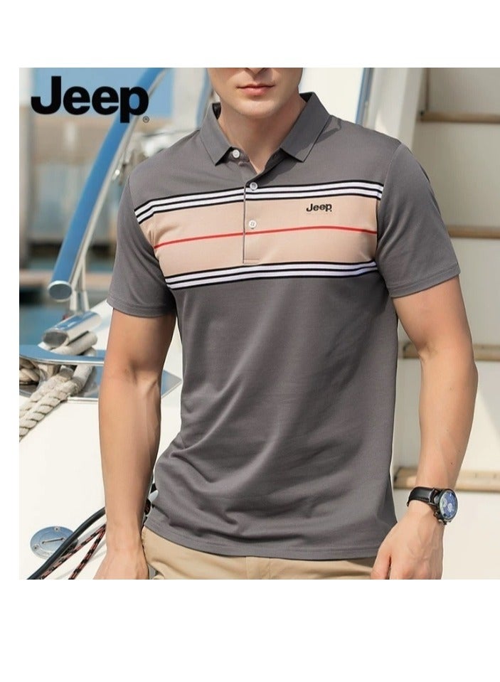 Jeep Flip Collar Business Gentleman Short Sleeved Shirt - Image 1