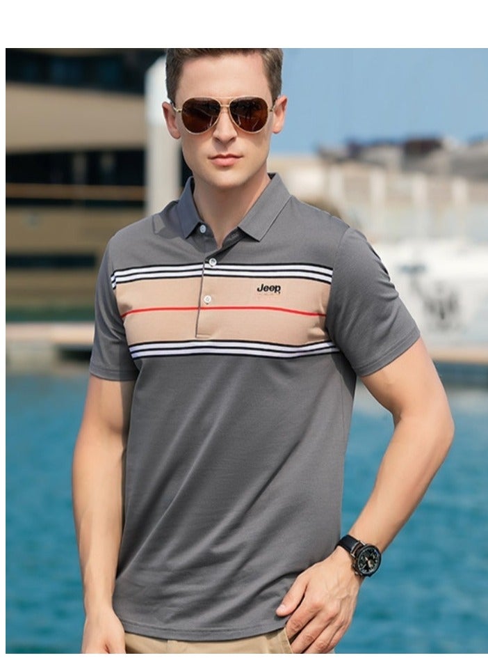 Jeep Flip Collar Business Gentleman Short Sleeved Shirt - Image 2