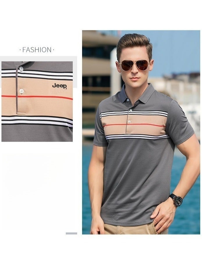 Jeep Flip Collar Business Gentleman Short Sleeved Shirt - Image 3