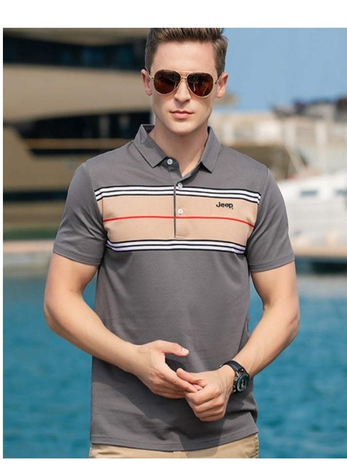 Jeep Flip Collar Business Gentleman Short Sleeved Shirt - Image 4