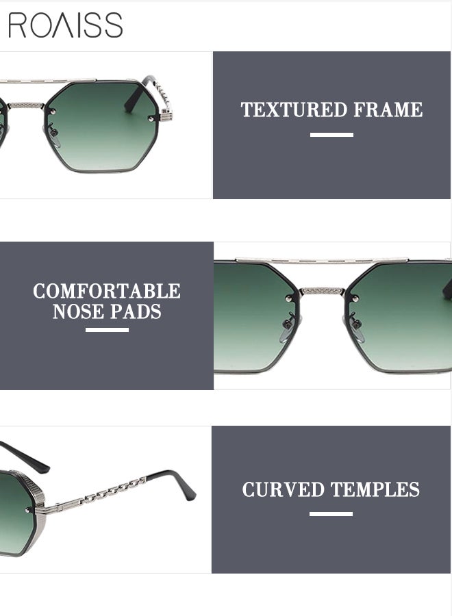 roaiss Octagonal Sunglasses for Men Women, UV400 Protection Trendy Anti-Glare Classic Sun Shades with Glasses Case for Shopping Party Travel 58mm, with Gradient Green Lens - Image 5