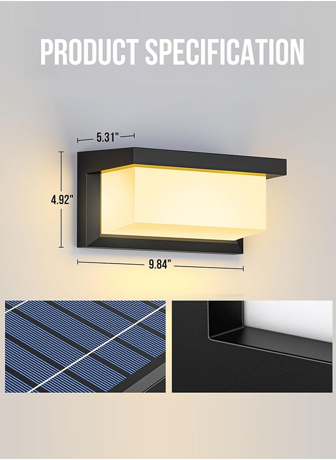 Sweet Life - Modern Outdoor Wall Lights, Solar wall light, Warmwhite 3000K Wall Mounted Lamps, Aluminum Matte Black Porch Patio Light, IP65 Waterproof for Hallway Stairs Gardens - Image 1