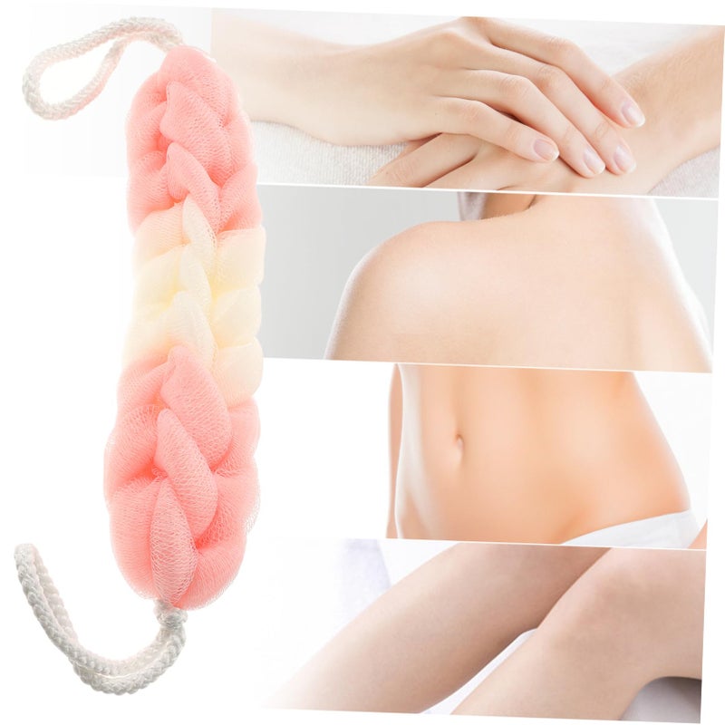 3 Pack Mesh Bath Sponge Exfoliating Body Scrubber Long Handle Back Scrubber Blue - Image 3