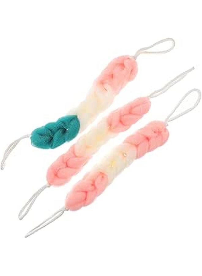 3 Pack Mesh Bath Sponge Exfoliating Body Scrubber Long Handle Back Scrubber Blue - Image 1