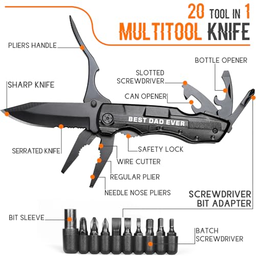 ONEAGE Gifts for Dad, Multitool Knife BEST DAD EVER for Camping, Fathers Day Christmas Unique Gifts for Dad, Dads Birthday Gift from Daughter Son, Christmas Ideal Presents for Dads, Gadget Present for Father - Image 2