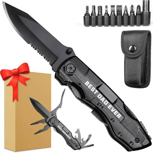 ONEAGE Gifts for Dad, Multitool Knife BEST DAD EVER for Camping, Fathers Day Christmas Unique Gifts for Dad, Dads Birthday Gift from Daughter Son, Christmas Ideal Presents for Dads, Gadget Present for Father - Image 1
