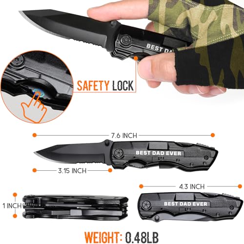ONEAGE Gifts for Dad, Multitool Knife BEST DAD EVER for Camping, Fathers Day Christmas Unique Gifts for Dad, Dads Birthday Gift from Daughter Son, Christmas Ideal Presents for Dads, Gadget Present for Father - Image 4