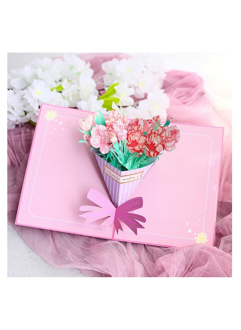 3 Pcs Thank You Card, Flowers Bouquet Pop up Cards, Thanks Cards from Daughter Son, Greeting Pop-up Card with Envelopes