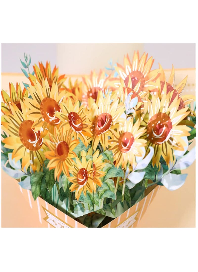 3 Pcs Thank You Card, Flowers Bouquet Pop up Cards, Thanks Cards from Daughter Son, Greeting Pop-up Card with Envelopes