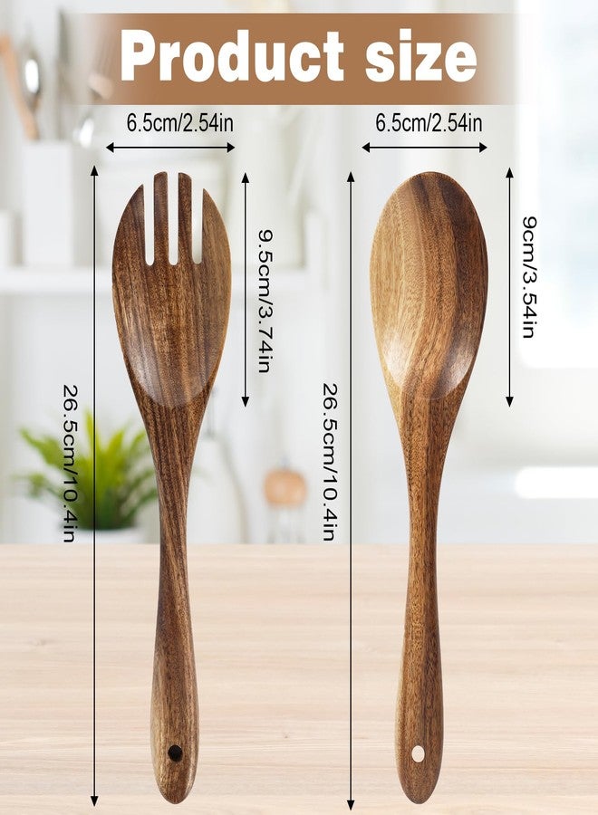 SIXILANG Salad Tongs, Wooden Spoons, Salad Tongs for Serving, 10-inch Serving Utensils Set Salad Servers Set Kitchen Cooking Utensil - Image 4