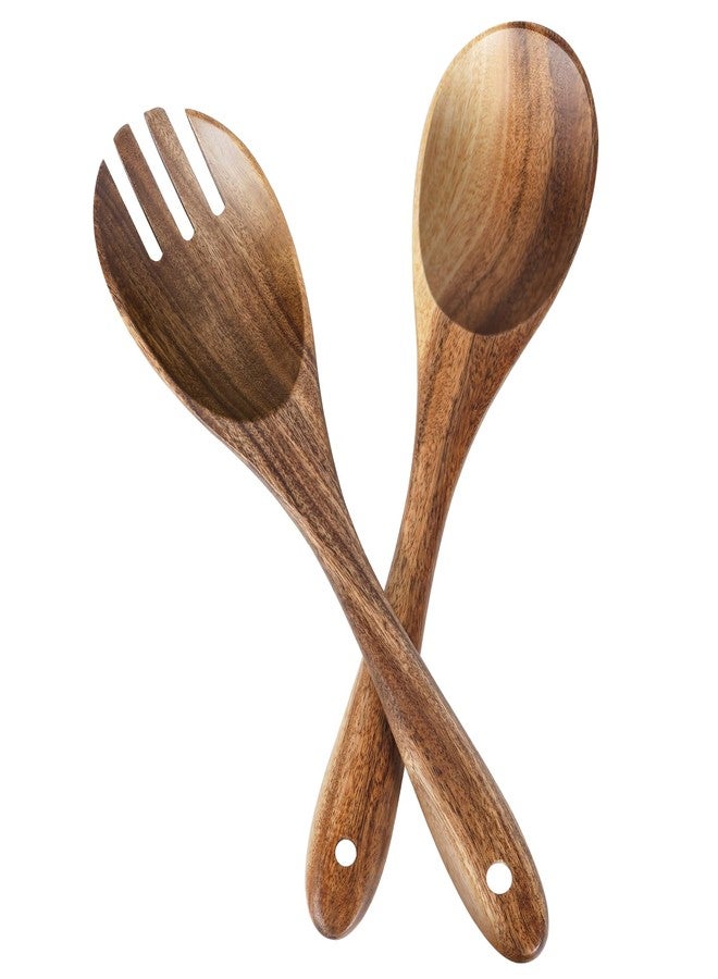 SIXILANG Salad Tongs, Wooden Spoons, Salad Tongs for Serving, 10-inch Serving Utensils Set Salad Servers Set Kitchen Cooking Utensil - Image 1