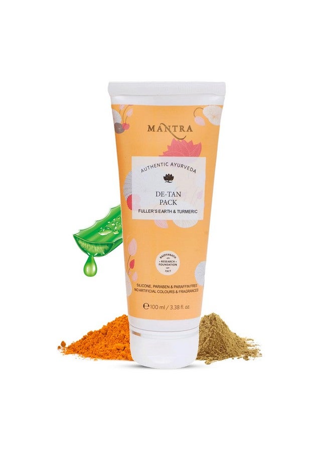 Mantra Herbal De-Tan Pack Fuller’s Earth & Turmeric - 100 ml | Controls Excess Oil and Detans Skin | For Best Results, Use it with Mantra Herbal's Gulab Arka - Image 1