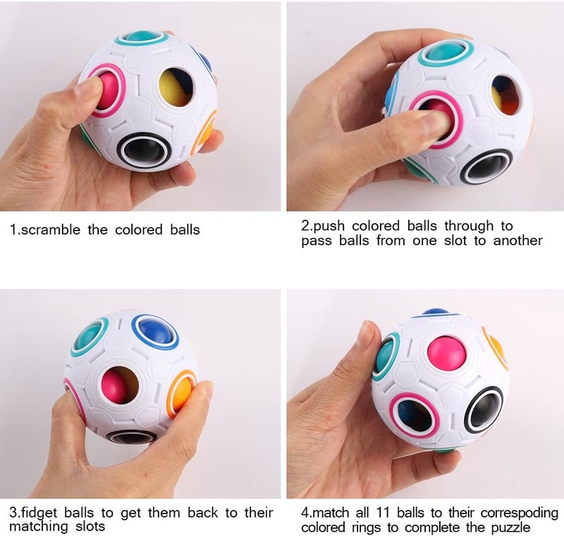 Rainbow Puzzle Ball with Pouch Color-Matching Puzzle Game Fidget Toy Stress Reliever Magic Ball Brain Teaser for Kids and Adults, Children, Boy, Girl Holiday - Image 2