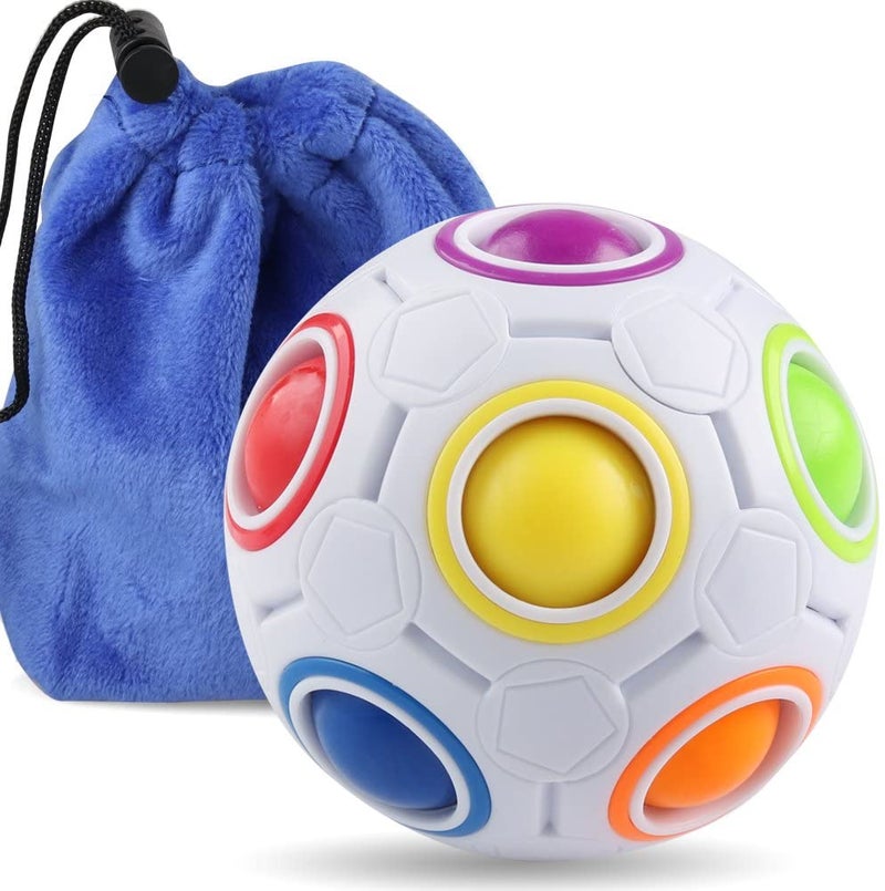 Rainbow Puzzle Ball with Pouch Color-Matching Puzzle Game Fidget Toy Stress Reliever Magic Ball Brain Teaser for Kids and Adults, Children, Boy, Girl Holiday - Image 1