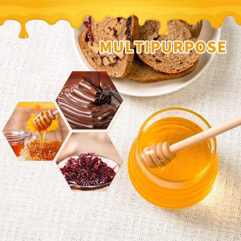 FrutPunch Glass Honey Jar with Wooden Lid, Honey Jar with Dipper & Wooden Coaster - 9.5OZ Heat Resistant Honey Pot, Wide Mouth Syrup Storage Dispenser, Glass Honey and Syrup Container for Home Kitchen - Image 4
