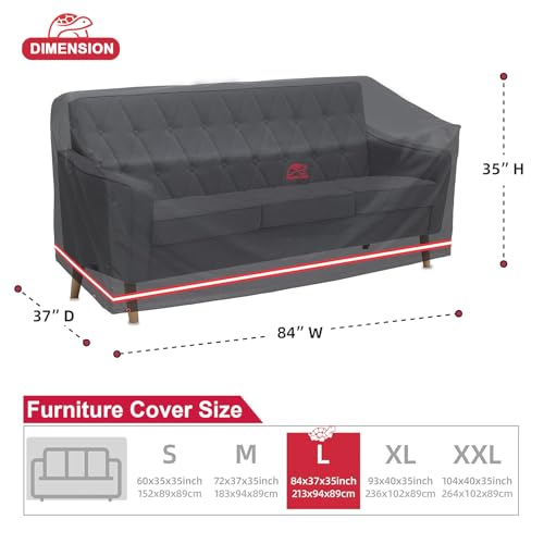 Turtle Life Patio Sofa Cover, Outdoor Heavy Duty Durable UV Water Resistant Anti-Fading Loveseat Cover with 2 Upgrade Air Vents and 2 Buckles, Black, 84" W x 37" D x 35" H - Image 2