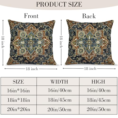 BUAEL Boho Throw Pillow Covers 18x18 inch Set of 2Bohemian Vintage Carpet Pattern Antique Ethnic Decor Double Sided Pattern Cushion Cover Soft Pillow Case Living Sofa Room Bed Square Pillow Cover - Image 3
